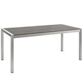 Modway Shore Outdoor Patio Aluminum Dining Table, Silver and Gray EEI-2251-SLV-GRY